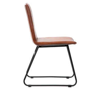 Krzeslo Nerea W Obiciu Ze Skory Bawolej Brazowe 46X58X86 Cm