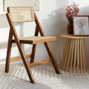 Krzeslo Verdura Drewniane Z Naturalnym Rattanem 46X52X80 Cm