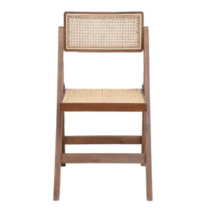 Krzeslo Verdura Drewniane Z Naturalnym Rattanem 46X52X80 Cm