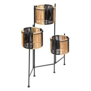 Kwietnik Floero Z Plecionka Bezowo-Czarny 67X23X70 Cm