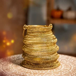 Lampion Armadilo Skladany Zloty 18X16 Cm