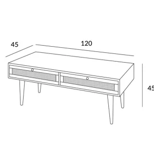 Lawa Natte Drewniana Lite Drewno Mango Z Rattanem 120X45X45