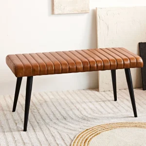 Lawka Brizo W Obiciu Ze Skory Bawolej Brazowe 90X37X45 Cm