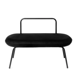 Lawka Ina Welurowa Czarna 95X45X61 Cm