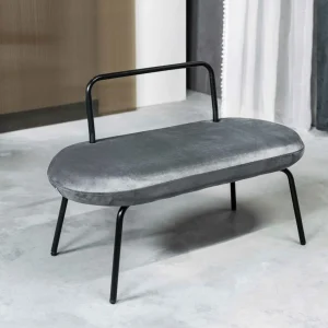 Lawka Ina Welurowa Szara 95X45X61 Cm