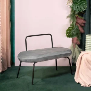 Lawka Ina Welurowa Szara 95X45X61 Cm