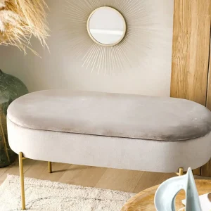 Lawka Layla Welurowa Bezowa Ze Schowkiem 91,5X41X46.5 Cm