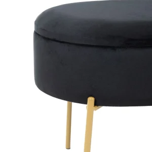 Lawka Layla Welurowa Czarna Ze Schowkiem 91,5X41X46.5 Cm