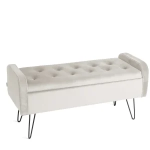 Lawka Venlo Welurowa Bezowa 100X39X45Cm