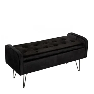 Lawka Venlo Welurowa Czarna 100X39X45Cm