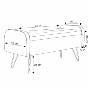Lawka Venlo Welurowa Czarna 100X39X45Cm