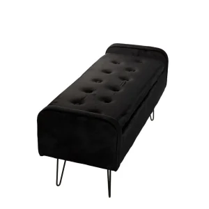 Lawka Venlo Welurowa Czarna 100X39X45Cm