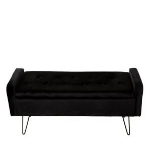 Lawka Venlo Welurowa Czarna 100X39X45Cm