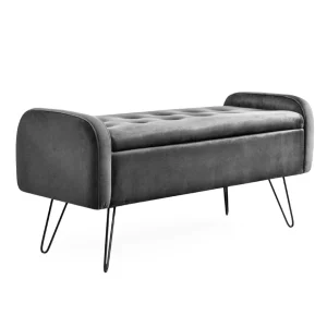 Lawka Venlo Welurowa Szara 100X39X45Cm