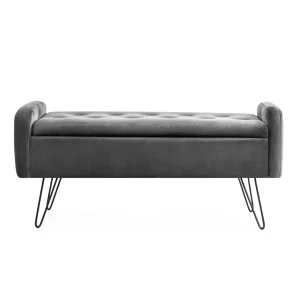 Lawka Venlo Welurowa Szara 100X39X45Cm