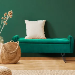 Lawka Venlo Welurowa Zielona 100X39X45Cm