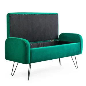 Lawka Venlo Welurowa Zielona 100X39X45Cm