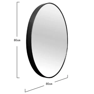 Lustro Elora Okragle Czarne 80X80 Cm