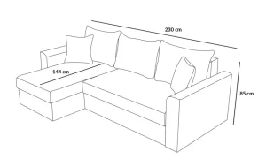 Naroznik Floki Z Funkcja Spania I Pojemnikiem Na Pościel 230X85X144 Cm