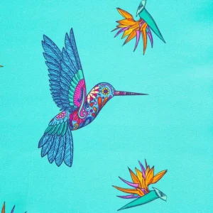 Obrus Frida Kahlo Z Wzorem Kolibra Turkusowy 150X300 Cm