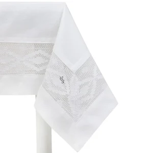 Obrus Halis Bialy Z Azurowym Brzegiem 130X180 Cm