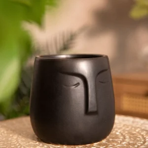 Oslonka Na Doniczke Face Czarna 14X15 Cm