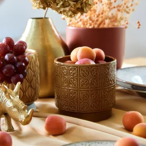 Oslonka Na Doniczke Marali W Orientalny Wzor Brazowa 13,5X13 Cm