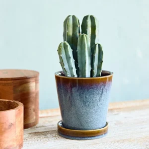 Oslonka Na Doniczke Maya Z Podstawka Niebieska 13,6X13,6X13,6 Cm