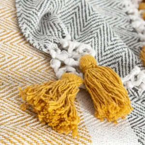 Pled Baler Z Musztardowymi Fredzlami 130X170 Cm