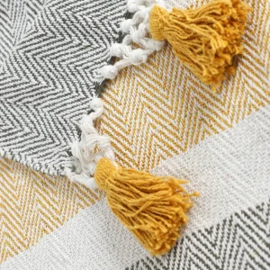 Pled Baler Z Musztardowymi Fredzlami 130X170 Cm