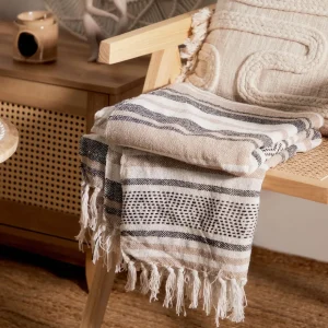 Pled Fortuna Ii W Paski Bezowo Czarne 130X170 Cm