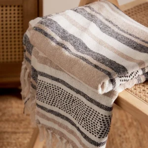 Pled Fortuna Ii W Paski Bezowo Czarne 130X170 Cm