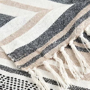 Pled Fortuna Ii W Paski Bezowo Czarne 130X170 Cm