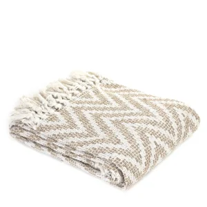 Pled Gado W Bezowe Zygzaki Z Fredzlami 130X170 Cm