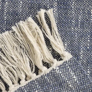 Pled Nori Bawelniany Z Niebieskim Wzorem 130X170 Cm