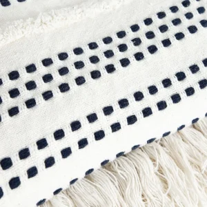 Pled Parat Bawelniany W Granatowe Przeszycia 130X170 Cm