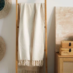 Pled Vaffel Z Fredzlami Naturalny 130X170 Cm