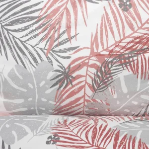 Pościel Botanical Z Mikrofibry W Rozowo-Szare Liscie 200X220 Cm