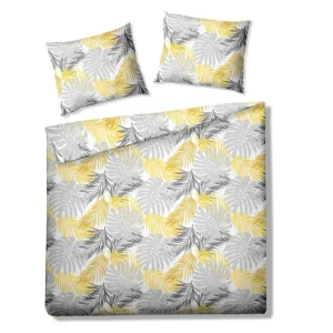 Pościel Botanical Z Mikrofibry W Zolto-Szare Liscie 160X200 Cm