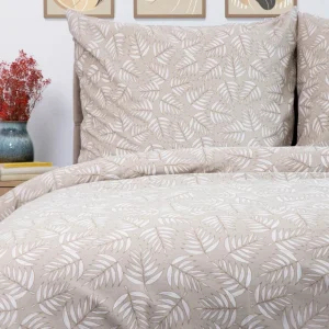 Pościel Coraline Bawelniana Bezowa W Liscie 200X220 Cm