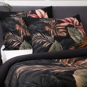 Pościel Fonce Z Mikrofibry Czarna W Liscie 160X200 Cm