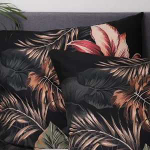 Pościel Fonce Z Mikrofibry Czarna W Liscie 160X200 Cm