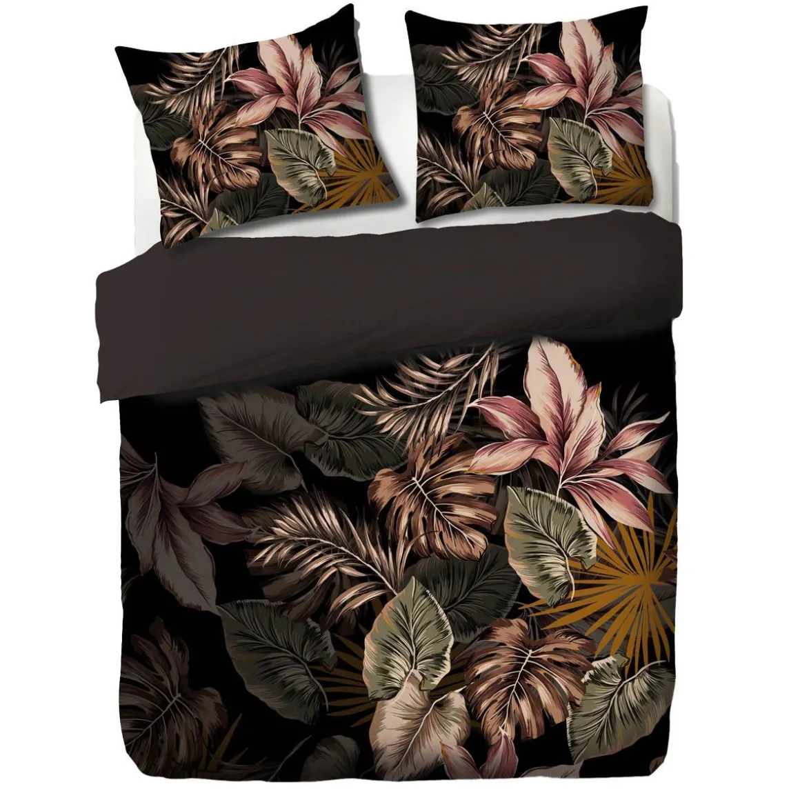 pociel_fonce_z_mikrofibry_6.webp Pościel Fonce Z Mikrofibry Czarna W Liscie 160X200 Cm