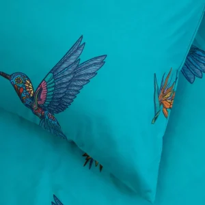 Pościel Frida Kahlo Z Mikrofibry Turkusowa W Kolibry 200X220 Cm