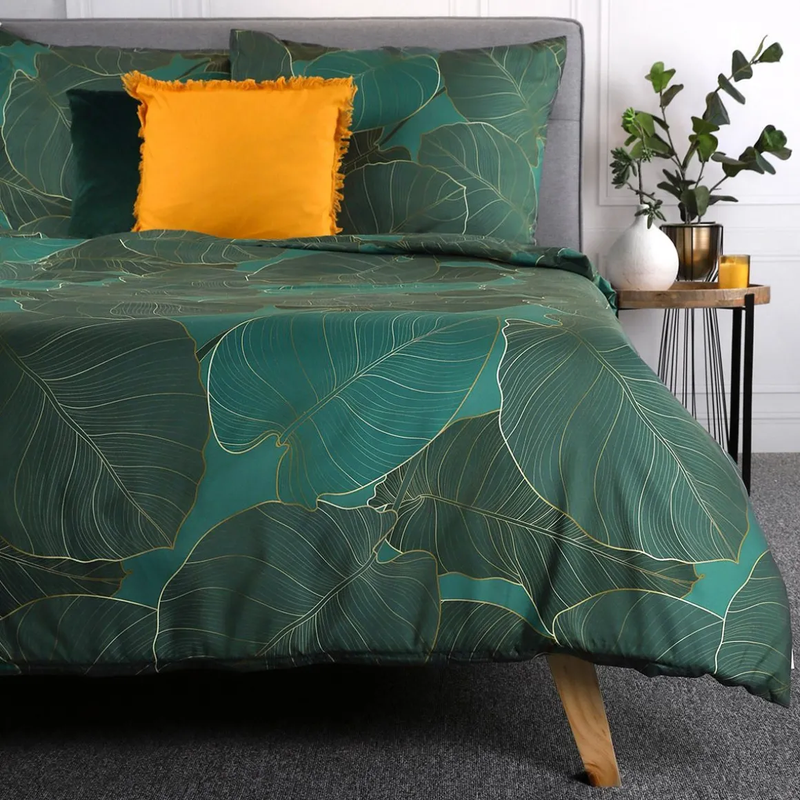 pociel_gallo_z_mikrofibry_0-1.webp Pościel Gallo Z Mikrofibry Zielona W Liscie 160X200 Cm