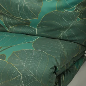 Pościel Gallo Z Mikrofibry Zielona W Liscie 160X200 Cm