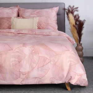 Pościel Gallo Z Mikrofibry Rozowa W Liscie 160X200 Cm