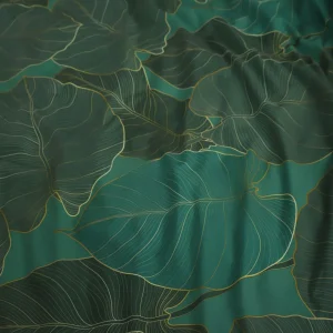 Pościel Gallo Z Mikrofibry Zielona W Liscie 160X200 Cm