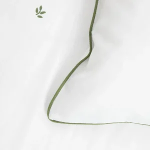 Pościel Hadley Bawelniana W Listki Z Zielona Lamowka 160X200 + 2*50X60 Cm