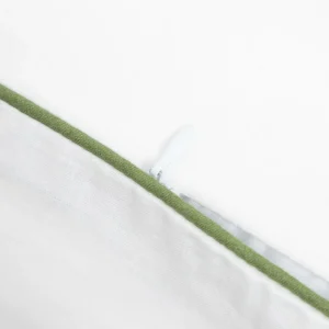 Pościel Hadley Bawelniana W Listki Z Zielona Lamowka 160X200 + 2*50X60 Cm